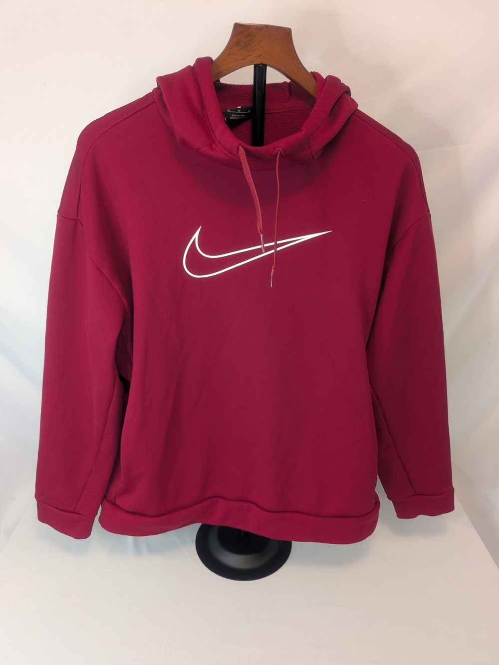 Nike Women's Medium Burgundy Cowl neck Hoodie with White Swoosh